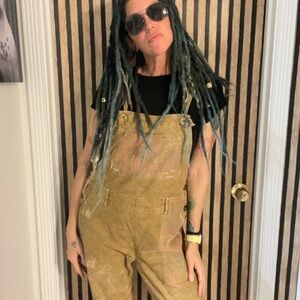 Anthropologie The Wanderer Tan Denim Overalls